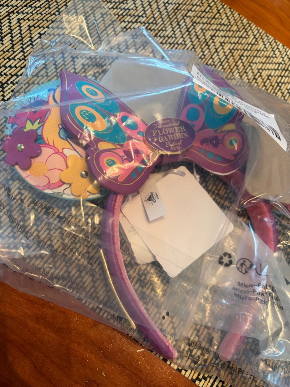Disney Alice In Wonderland Epcot Purple Butterfly Headband with Floral Accents